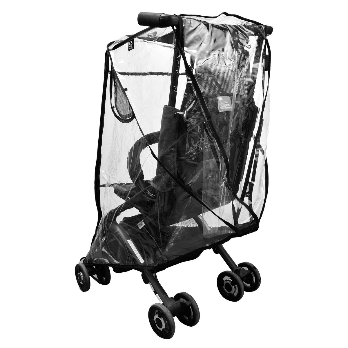 Stroller Rain Cover, Universal Clear Baby Travel Weather Shield Black