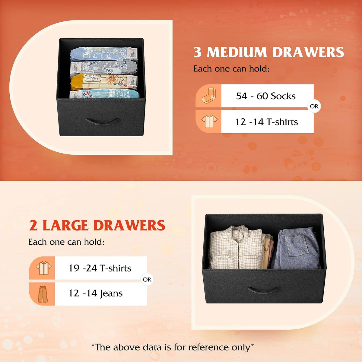 Wide Dresser for Bedroom, 5 Drawer Chest of Drawers, Dark Grey