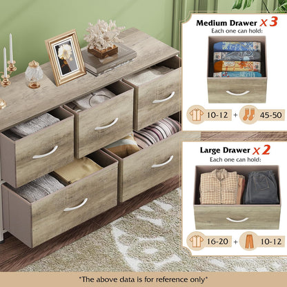 Wide Dresser for Bedroom, 5 Drawer Chest of Drawers, Dark Grey