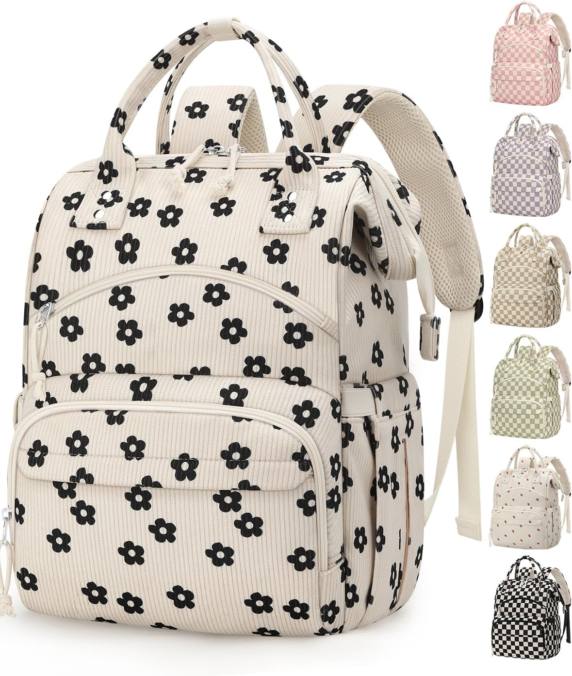 Corduroy Diaper Backpack for Mom,Travel Baby Diaper Bag for Girls&Boys