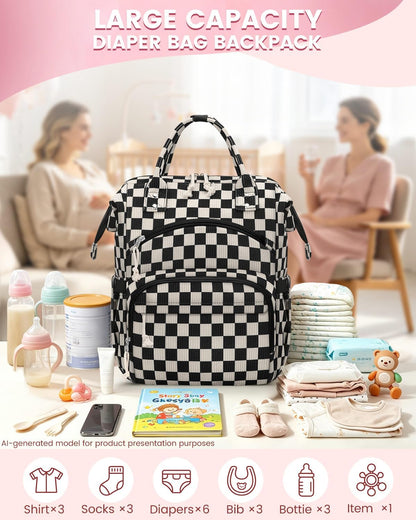 Corduroy Diaper Backpack for Mom,Travel Baby Diaper Bag for Girls&Boys