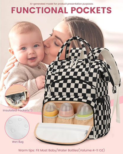 Corduroy Diaper Backpack for Mom,Travel Baby Diaper Bag for Girls&Boys