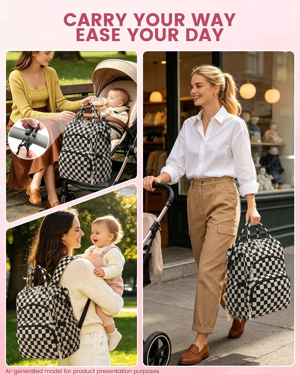 Corduroy Diaper Backpack for Mom,Travel Baby Diaper Bag for Girls&Boys