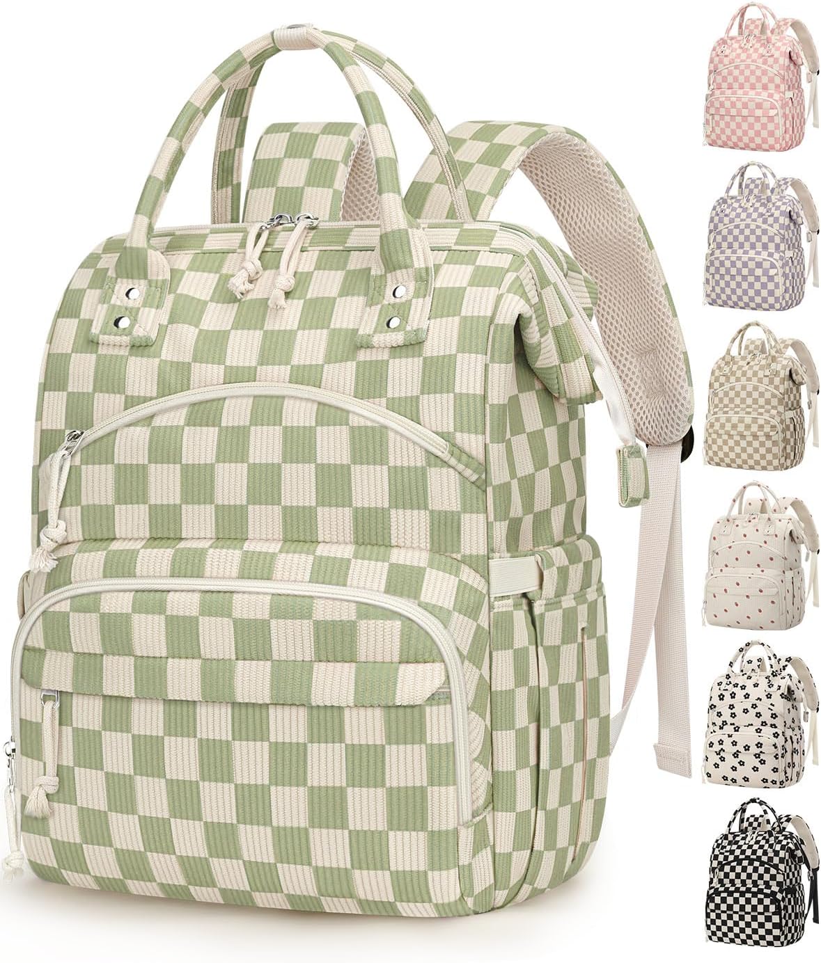 Corduroy Diaper Backpack for Mom,Travel Baby Diaper Bag for Girls&Boys