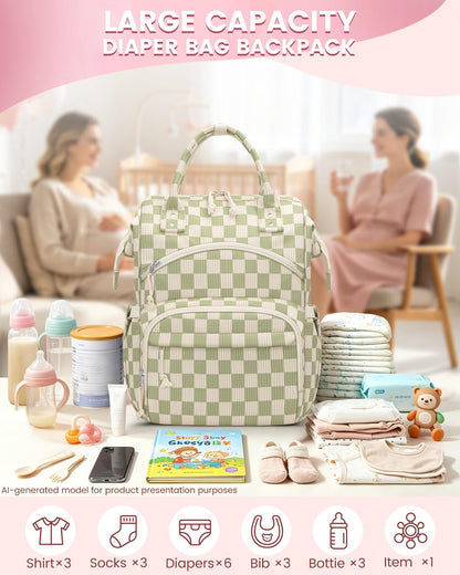Corduroy Diaper Backpack for Mom,Travel Baby Diaper Bag for Girls&Boys