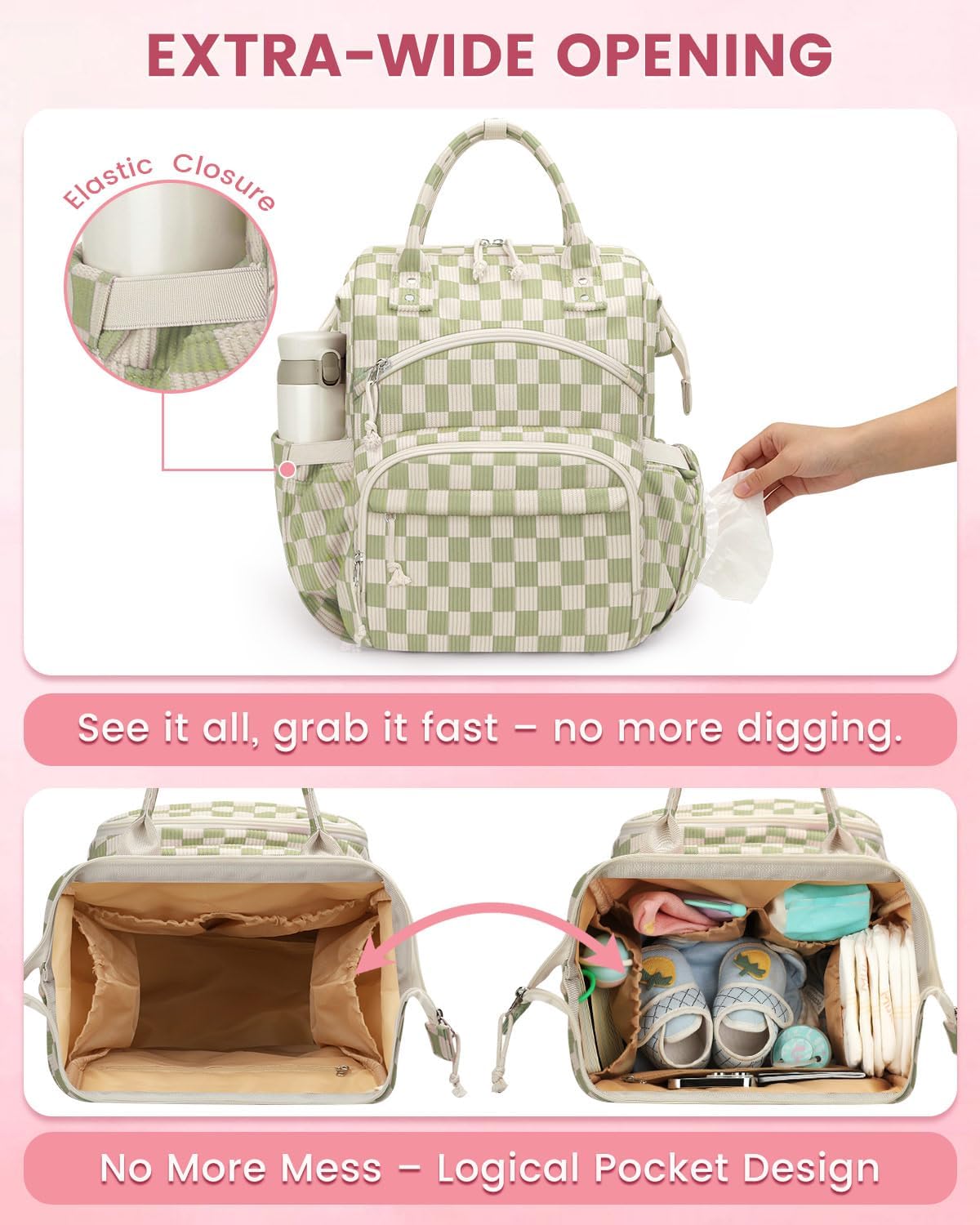 Corduroy Diaper Backpack for Mom,Travel Baby Diaper Bag for Girls&Boys