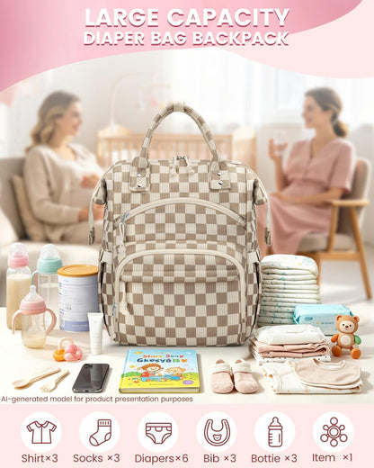 Corduroy Diaper Backpack for Mom,Travel Baby Diaper Bag for Girls&Boys