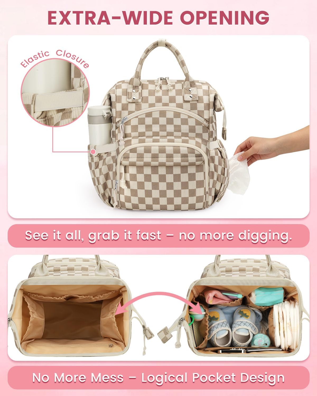Corduroy Diaper Backpack for Mom,Travel Baby Diaper Bag for Girls&Boys