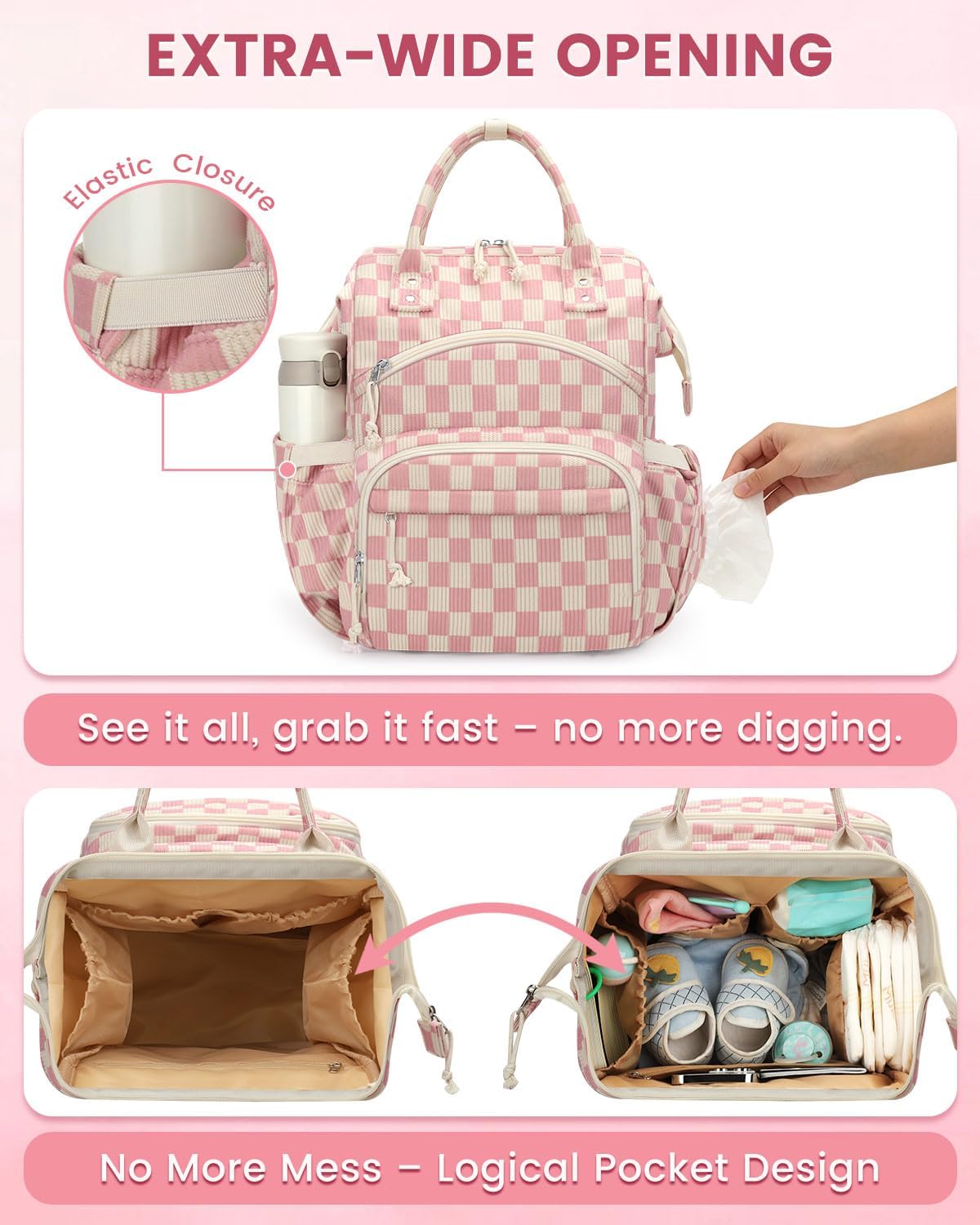 Corduroy Diaper Backpack for Mom,Travel Baby Diaper Bag for Girls&Boys