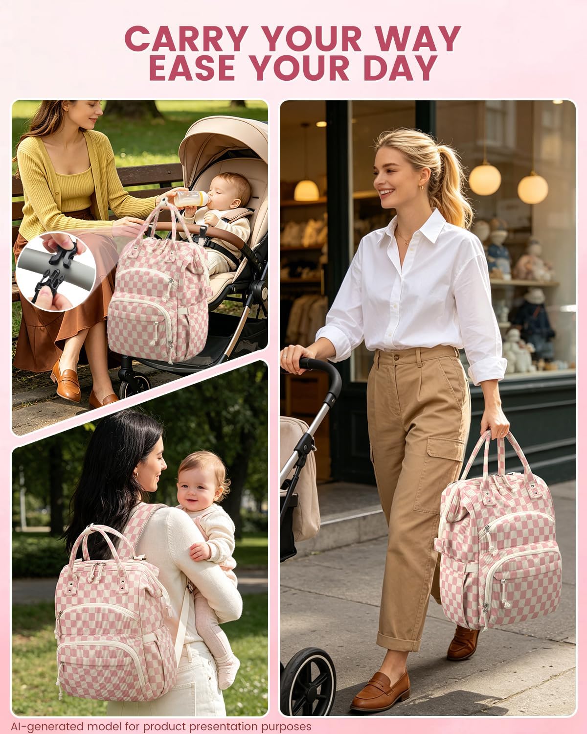 Corduroy Diaper Backpack for Mom,Travel Baby Diaper Bag for Girls&Boys
