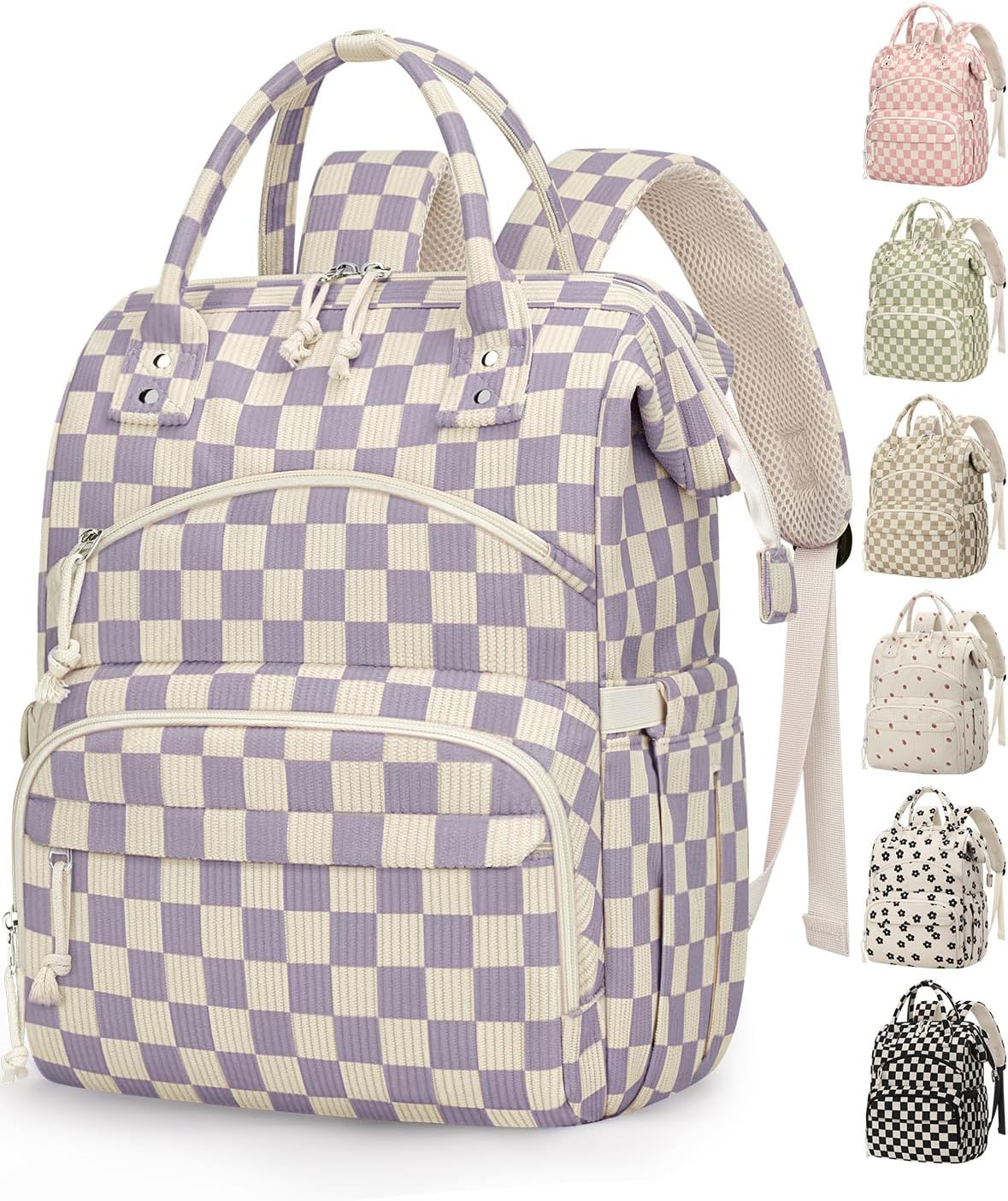 Corduroy Diaper Backpack for Mom,Travel Baby Diaper Bag for Girls&Boys