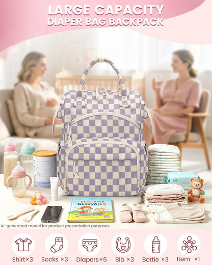 Corduroy Diaper Backpack for Mom,Travel Baby Diaper Bag for Girls&Boys