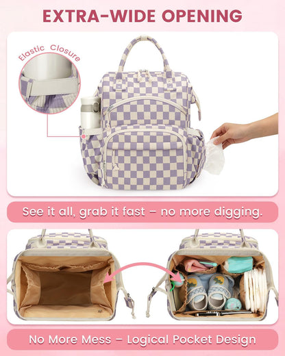 Corduroy Diaper Backpack for Mom,Travel Baby Diaper Bag for Girls&Boys
