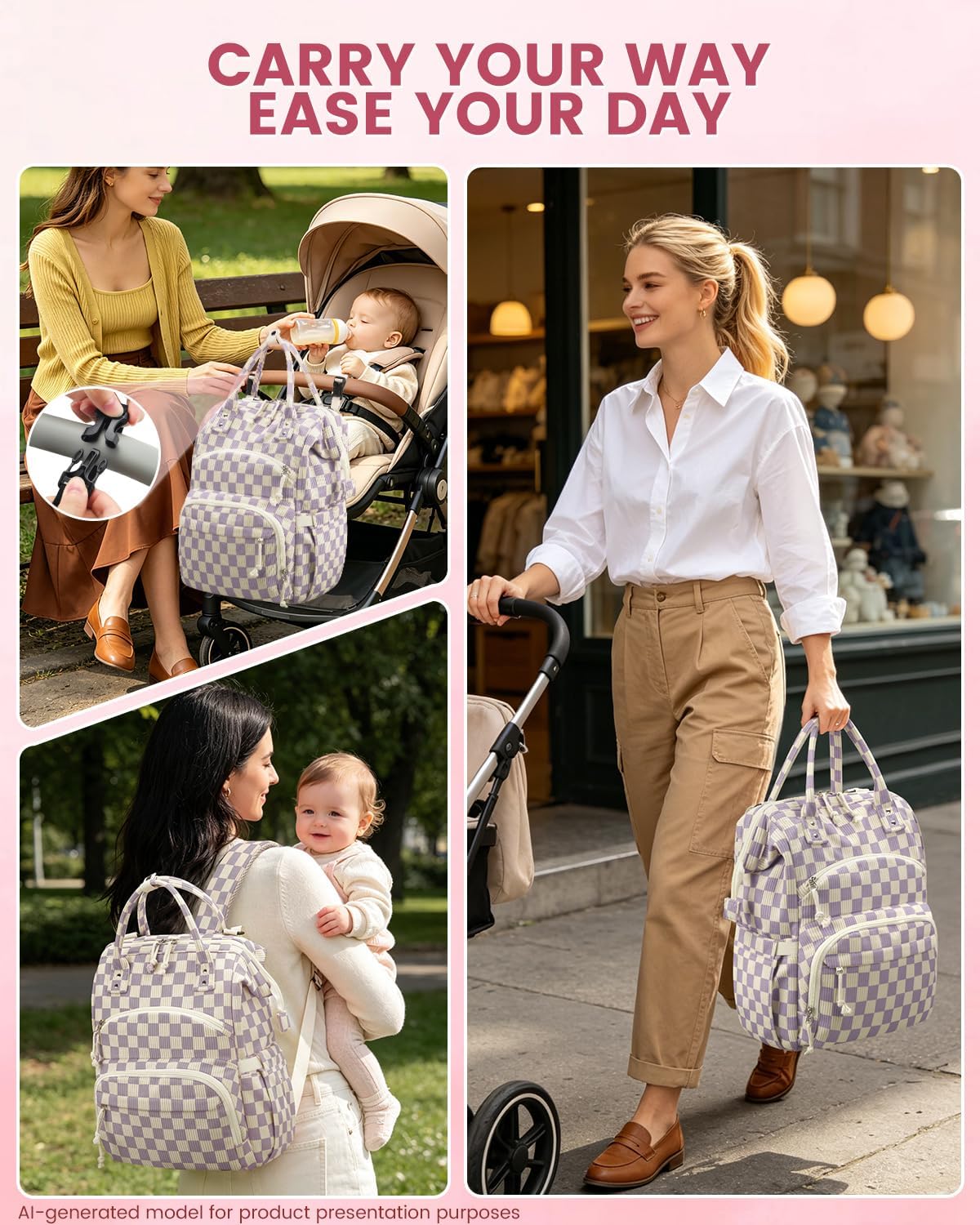 Corduroy Diaper Backpack for Mom,Travel Baby Diaper Bag for Girls&Boys