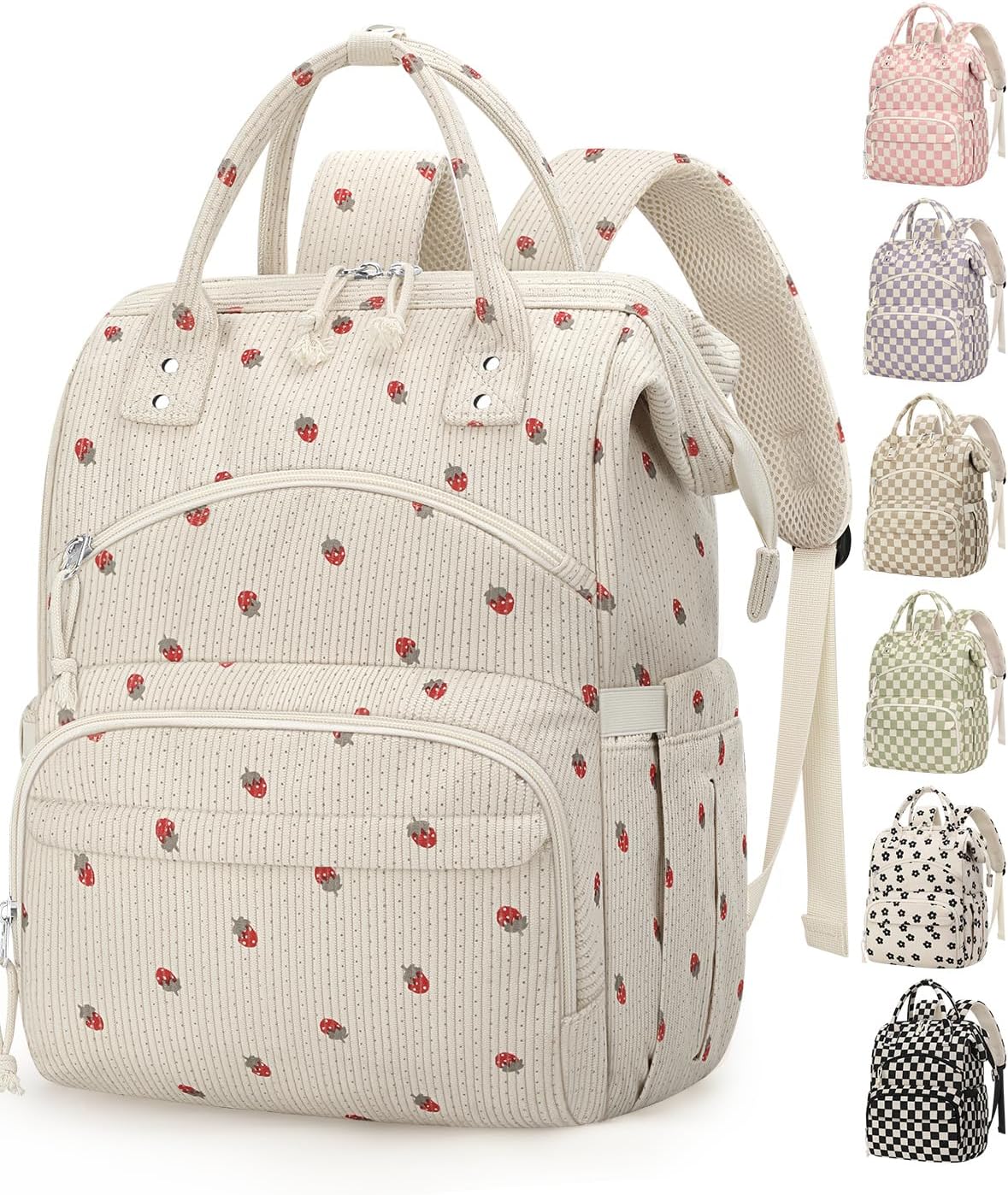 Corduroy Diaper Backpack for Mom,Travel Baby Diaper Bag for Girls&Boys