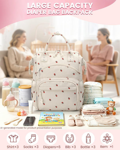 Corduroy Diaper Backpack for Mom,Travel Baby Diaper Bag for Girls&Boys