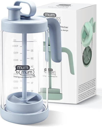 MUM TO MUM 32oz Borosilicate Glass Formula Mixing Pitcher, Glass Breast Milk Pitcher,Milk Storage Container,Baby Formula Pitcher(Light green)