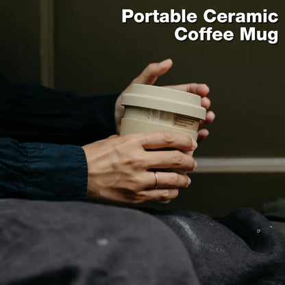 Ceramic Travel Mugs with Silicone Lids, 15 oz Portable Coffee Mug Travel Unique To Go Mug, Reusable Coffee Cups with Non-Slip Sleeve, Cappuccino,Tea,Latte,Iced Coffee Cups, Dishwasher Safe