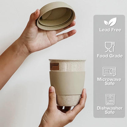 Ceramic Travel Mugs with Silicone Lids, 15 oz Portable Coffee Mug Travel Unique To Go Mug, Reusable Coffee Cups with Non-Slip Sleeve, Cappuccino,Tea,Latte,Iced Coffee Cups, Dishwasher Safe