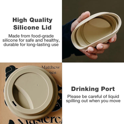 Ceramic Travel Mugs with Silicone Lids, 15 oz Portable Coffee Mug Travel Unique To Go Mug, Reusable Coffee Cups with Non-Slip Sleeve, Cappuccino,Tea,Latte,Iced Coffee Cups, Dishwasher Safe