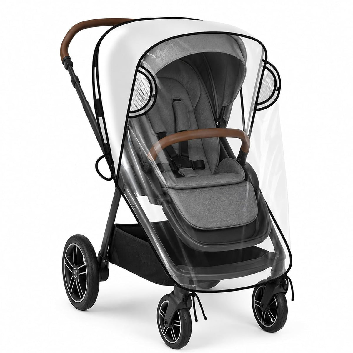 Stroller Rain Cover Compatible with Nuna Strollers, Clear Waterproof Windproof Baby Weather Shield, Breathable Stroller Cover for Rain Snow Dust, Foldable Travel Accessory