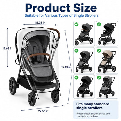 Stroller Rain Cover Compatible with Nuna Strollers, Clear Waterproof Windproof Baby Weather Shield, Breathable Stroller Cover for Rain Snow Dust, Foldable Travel Accessory
