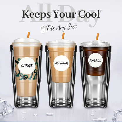 28 oz Iced Coffee Tumbler with Leak-Proof Lid – Stainless Steel Vacuum Insulated Travel Mug & Sleeve, Keeps Drinks Hot or Cold (Latte)