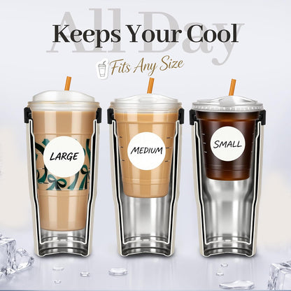 28 oz Iced Coffee Tumbler with Leak-Proof Lid – Stainless Steel Vacuum Insulated Travel Mug & Sleeve, Keeps Drinks Hot or Cold (Latte)