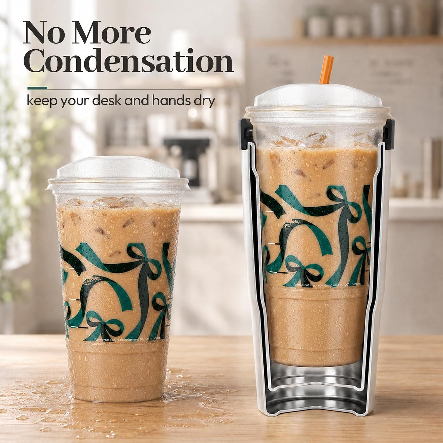 28 oz Iced Coffee Tumbler with Leak-Proof Lid – Stainless Steel Vacuum Insulated Travel Mug & Sleeve, Keeps Drinks Hot or Cold (Latte)