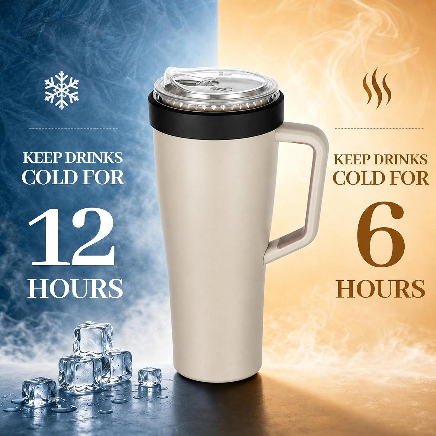 28 oz Iced Coffee Tumbler with Leak-Proof Lid – Stainless Steel Vacuum Insulated Travel Mug & Sleeve, Keeps Drinks Hot or Cold (Latte)