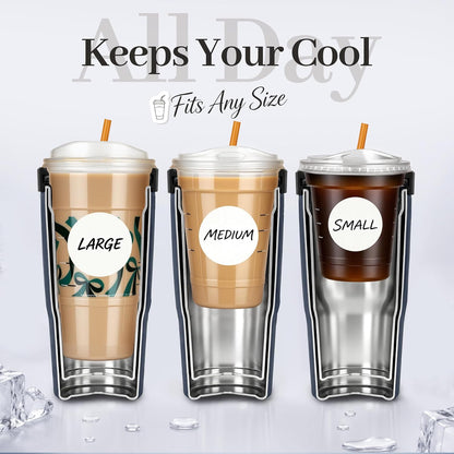 28 oz Iced Coffee Tumbler with Leak-Proof Lid – Stainless Steel Vacuum Insulated Travel Mug & Sleeve, Keeps Drinks Hot or Cold (Latte)