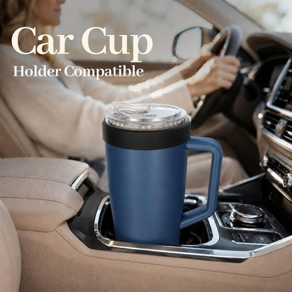 28 oz Iced Coffee Tumbler with Leak-Proof Lid – Stainless Steel Vacuum Insulated Travel Mug & Sleeve, Keeps Drinks Hot or Cold (Latte)