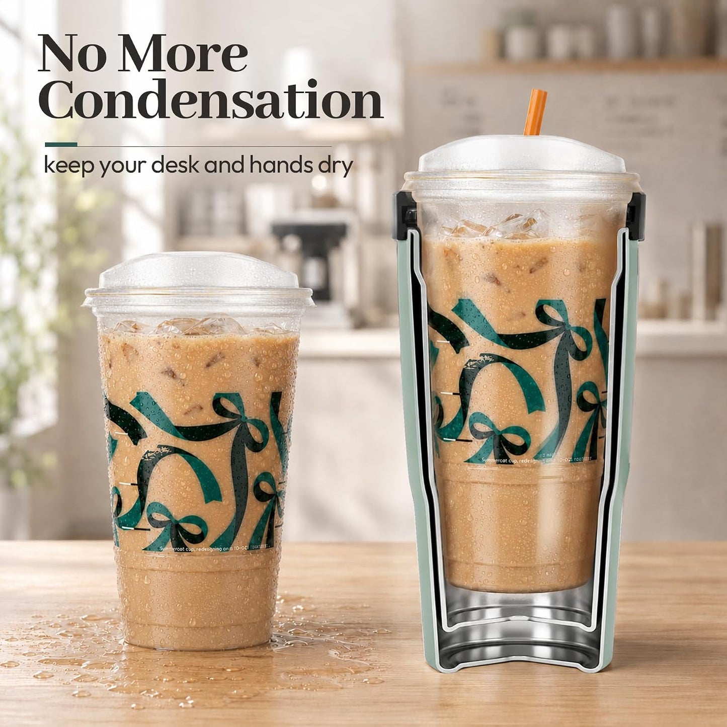 28 oz Iced Coffee Tumbler with Leak-Proof Lid – Stainless Steel Vacuum Insulated Travel Mug & Sleeve, Keeps Drinks Hot or Cold (Latte)