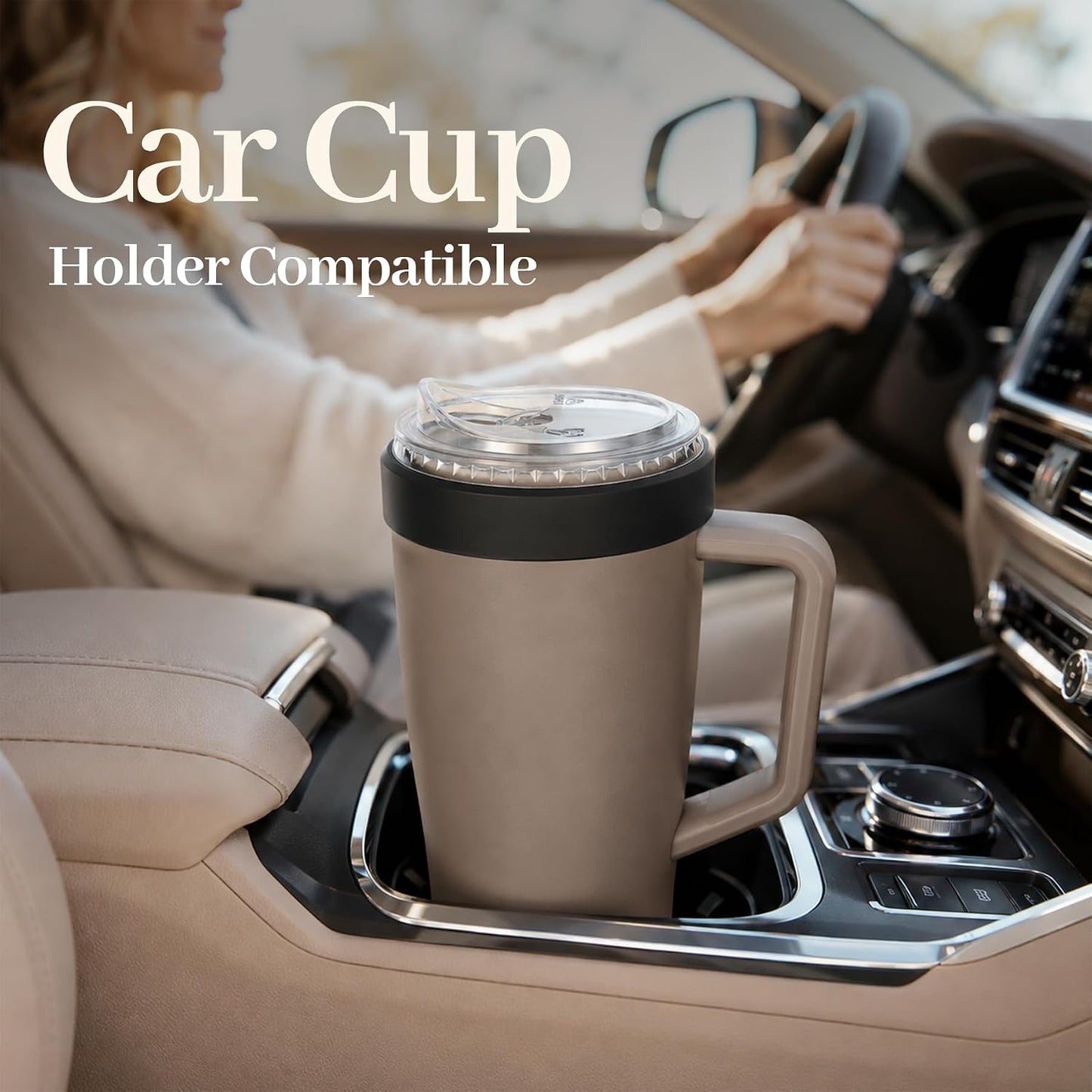 28 oz Iced Coffee Tumbler with Leak-Proof Lid – Stainless Steel Vacuum Insulated Travel Mug & Sleeve, Keeps Drinks Hot or Cold (Latte)