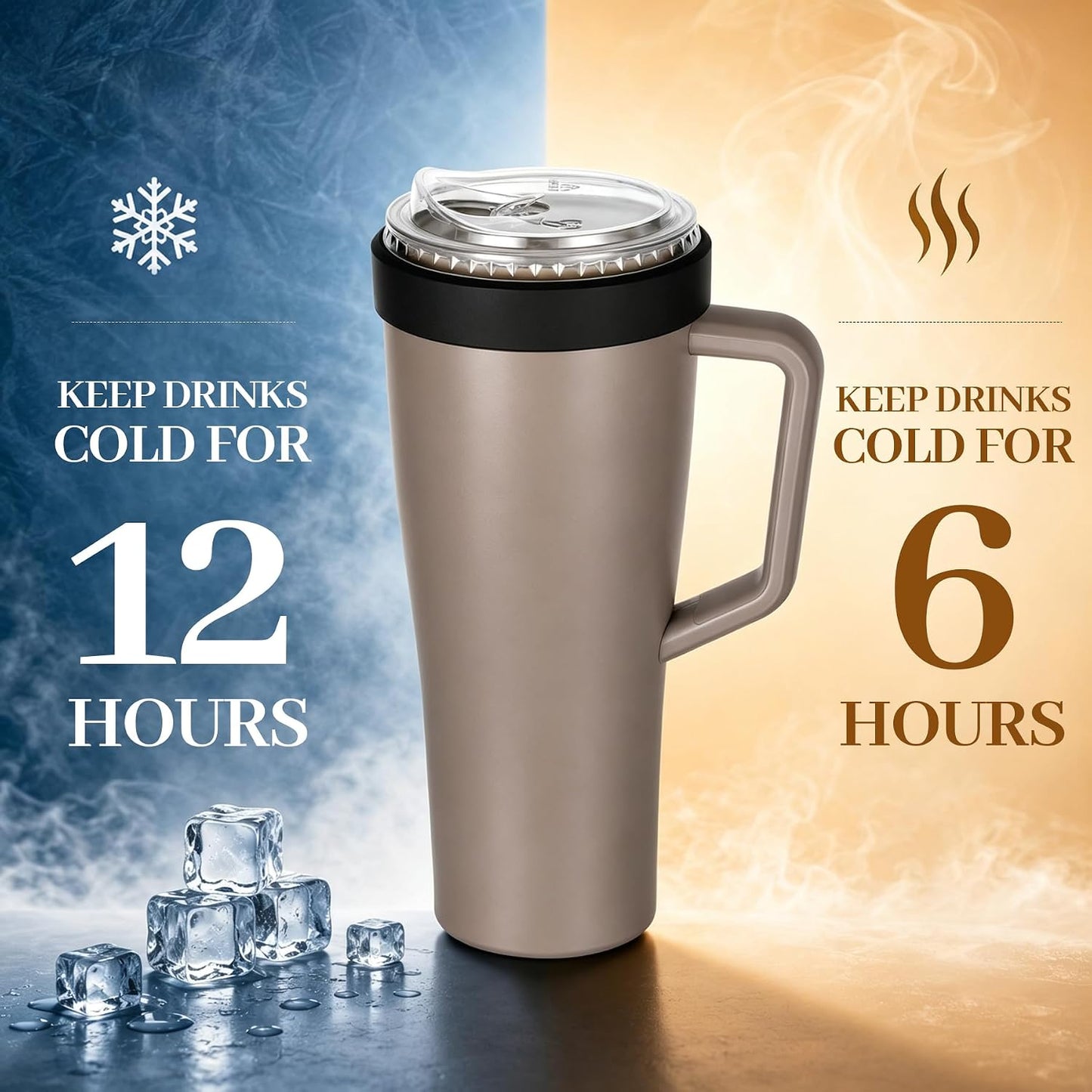 28 oz Iced Coffee Tumbler with Leak-Proof Lid – Stainless Steel Vacuum Insulated Travel Mug & Sleeve, Keeps Drinks Hot or Cold (Latte)