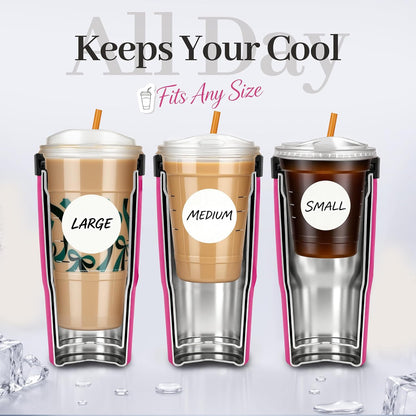28 oz Iced Coffee Tumbler with Leak-Proof Lid – Stainless Steel Vacuum Insulated Travel Mug & Sleeve, Keeps Drinks Hot or Cold (Latte)