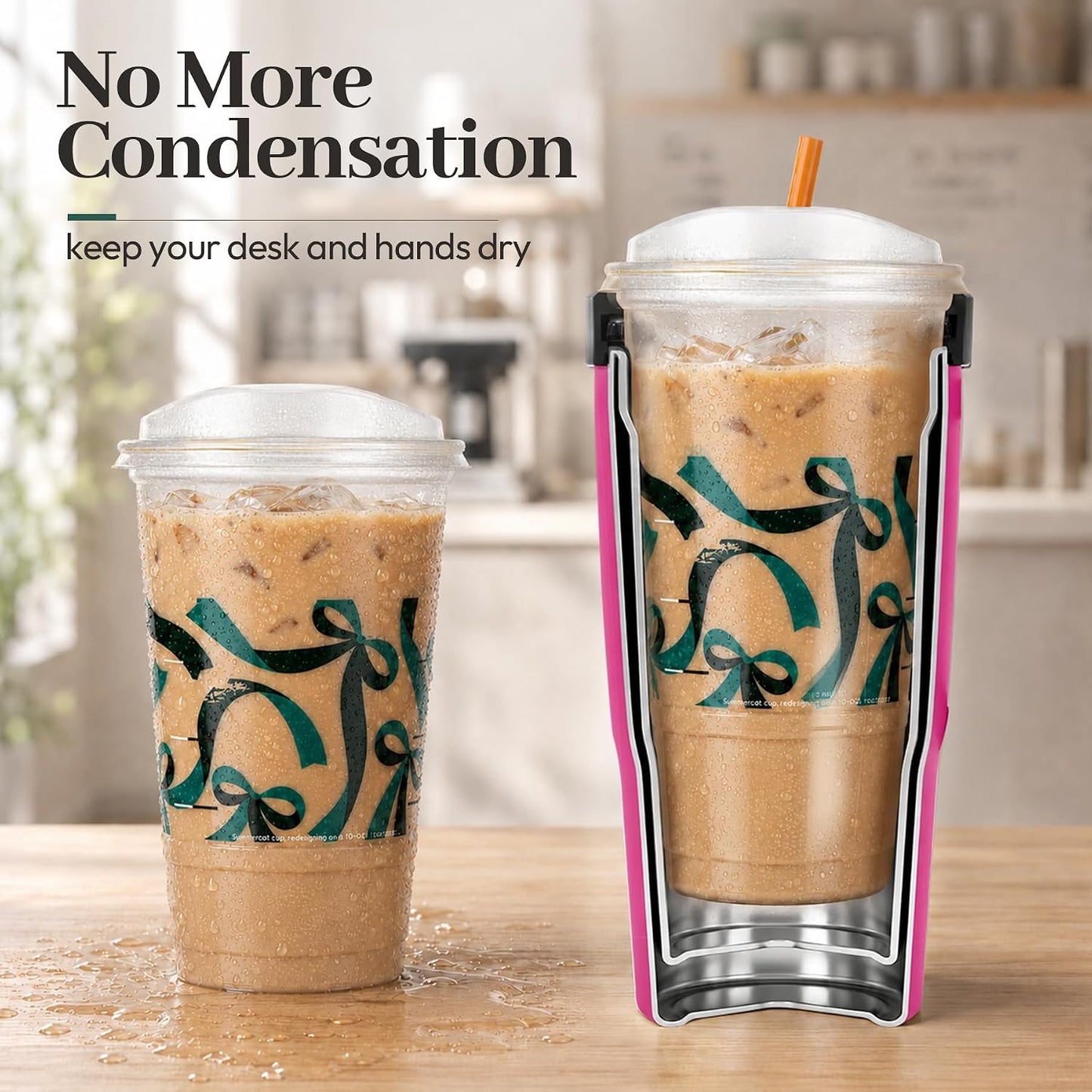 28 oz Iced Coffee Tumbler with Leak-Proof Lid – Stainless Steel Vacuum Insulated Travel Mug & Sleeve, Keeps Drinks Hot or Cold (Latte)