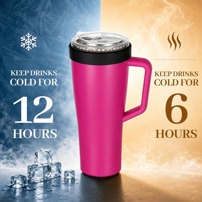 28 oz Iced Coffee Tumbler with Leak-Proof Lid – Stainless Steel Vacuum Insulated Travel Mug & Sleeve, Keeps Drinks Hot or Cold (Latte)