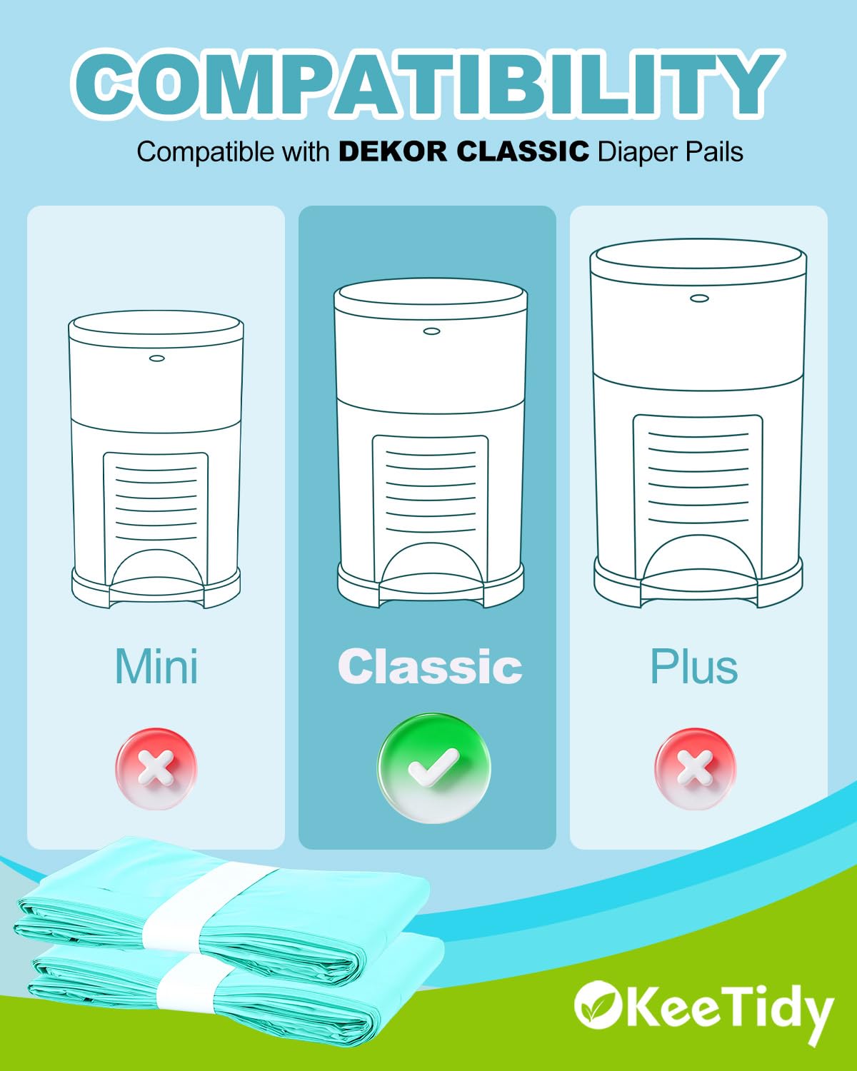Diaper Pail Refills Compatible with Dekor Classic & Eko Classic