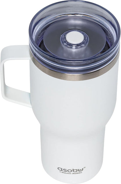 Ultimate Ceramic Travel Mug, 12oz Insulated Stainless Steel Coffee Cup with Handle & Splash-Resistant Lid, Ceramic Lined for Pure Taste, BPA-Free, Double-Wall Vacuum for Hot Drinks