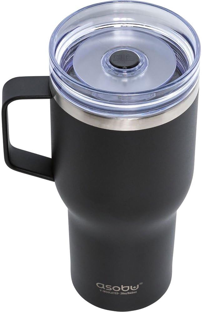 Ultimate Ceramic Travel Mug, 12oz Insulated Stainless Steel Coffee Cup with Handle & Splash-Resistant Lid, Ceramic Lined for Pure Taste, BPA-Free, Double-Wall Vacuum for Hot Drinks