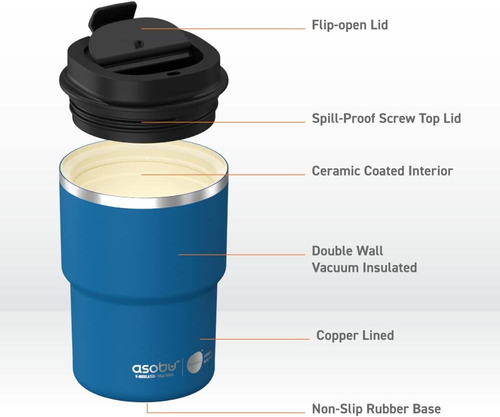 Ultimate Ceramic Travel Mug, 12oz Insulated Stainless Steel Coffee Cup with Handle & Splash-Resistant Lid, Ceramic Lined for Pure Taste, BPA-Free, Double-Wall Vacuum for Hot Drinks