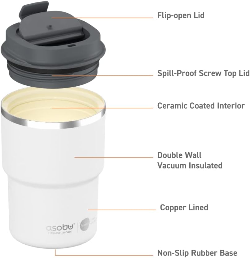 Ultimate Ceramic Travel Mug, 12oz Insulated Stainless Steel Coffee Cup with Handle & Splash-Resistant Lid, Ceramic Lined for Pure Taste, BPA-Free, Double-Wall Vacuum for Hot Drinks