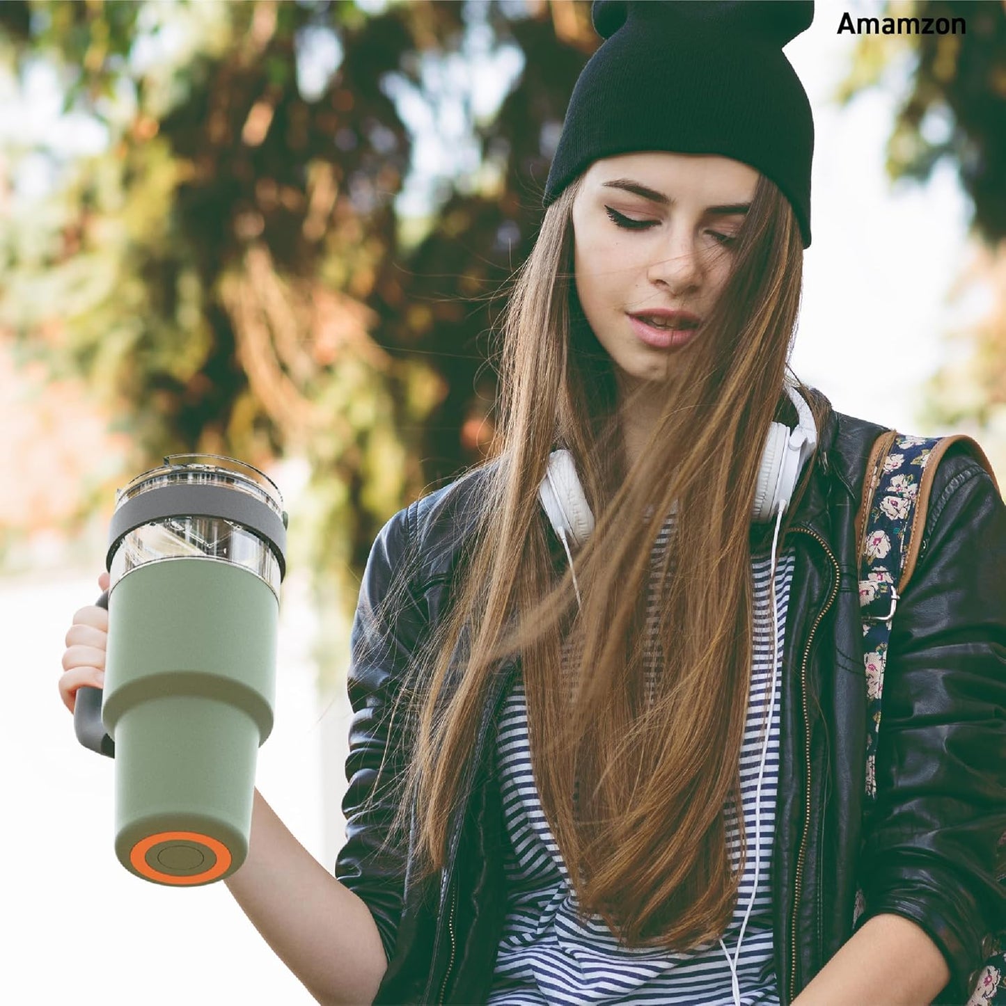 Ultimate Ceramic Travel Mug, 12oz Insulated Stainless Steel Coffee Cup with Handle & Splash-Resistant Lid, Ceramic Lined for Pure Taste, BPA-Free, Double-Wall Vacuum for Hot Drinks