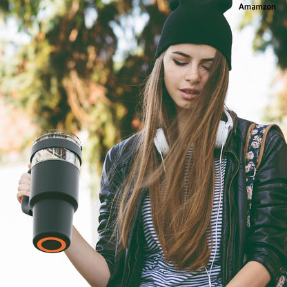 Ultimate Ceramic Travel Mug, 12oz Insulated Stainless Steel Coffee Cup with Handle & Splash-Resistant Lid, Ceramic Lined for Pure Taste, BPA-Free, Double-Wall Vacuum for Hot Drinks