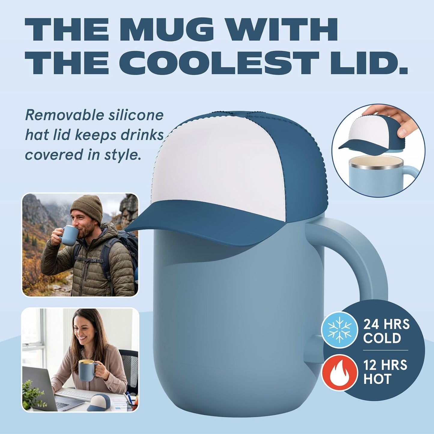 Ultimate Ceramic Travel Mug, 12oz Insulated Stainless Steel Coffee Cup with Handle & Splash-Resistant Lid, Ceramic Lined for Pure Taste, BPA-Free, Double-Wall Vacuum for Hot Drinks
