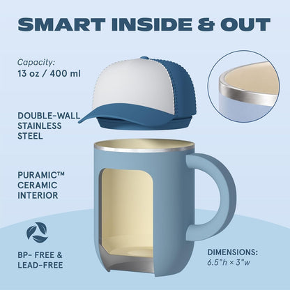 Ultimate Ceramic Travel Mug, 12oz Insulated Stainless Steel Coffee Cup with Handle & Splash-Resistant Lid, Ceramic Lined for Pure Taste, BPA-Free, Double-Wall Vacuum for Hot Drinks