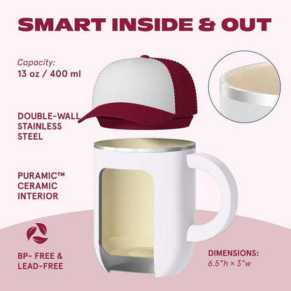 Ultimate Ceramic Travel Mug, 12oz Insulated Stainless Steel Coffee Cup with Handle & Splash-Resistant Lid, Ceramic Lined for Pure Taste, BPA-Free, Double-Wall Vacuum for Hot Drinks