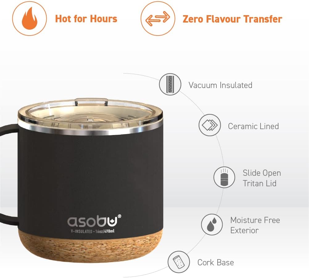 Ultimate Ceramic Travel Mug, 12oz Insulated Stainless Steel Coffee Cup with Handle & Splash-Resistant Lid, Ceramic Lined for Pure Taste, BPA-Free, Double-Wall Vacuum for Hot Drinks