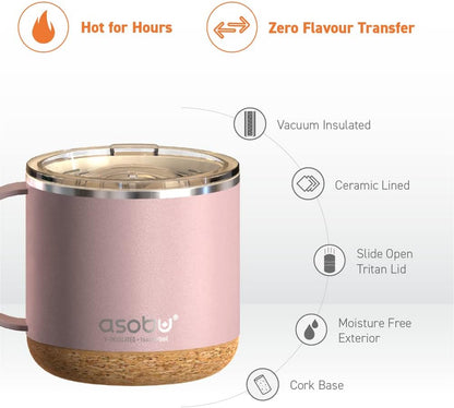Ultimate Ceramic Travel Mug, 12oz Insulated Stainless Steel Coffee Cup with Handle & Splash-Resistant Lid, Ceramic Lined for Pure Taste, BPA-Free, Double-Wall Vacuum for Hot Drinks